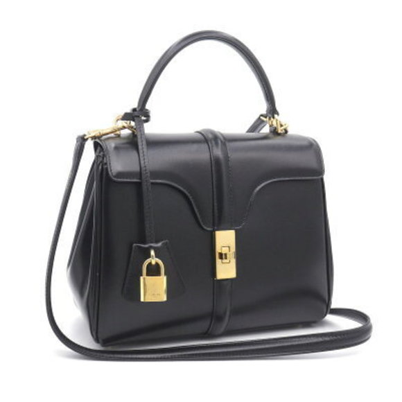 Celine Small Saise Bag Satin Calfskin Black Handbag Shoulder - Picture 1 of 6
